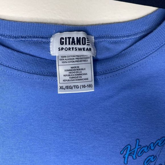 Vintage Gitano Have a Blast Tours 2001 Blue XL top Y2K - Picture 3 of 6